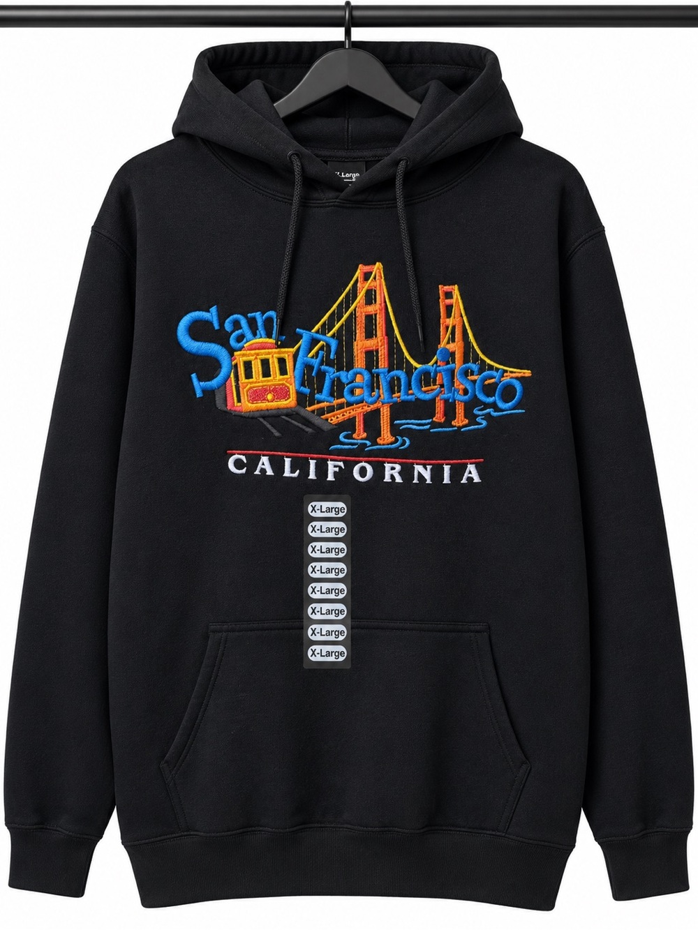 TEEMAX San Francisco Embroidered Black Fleece Hoodie Unisex XL New With Tags